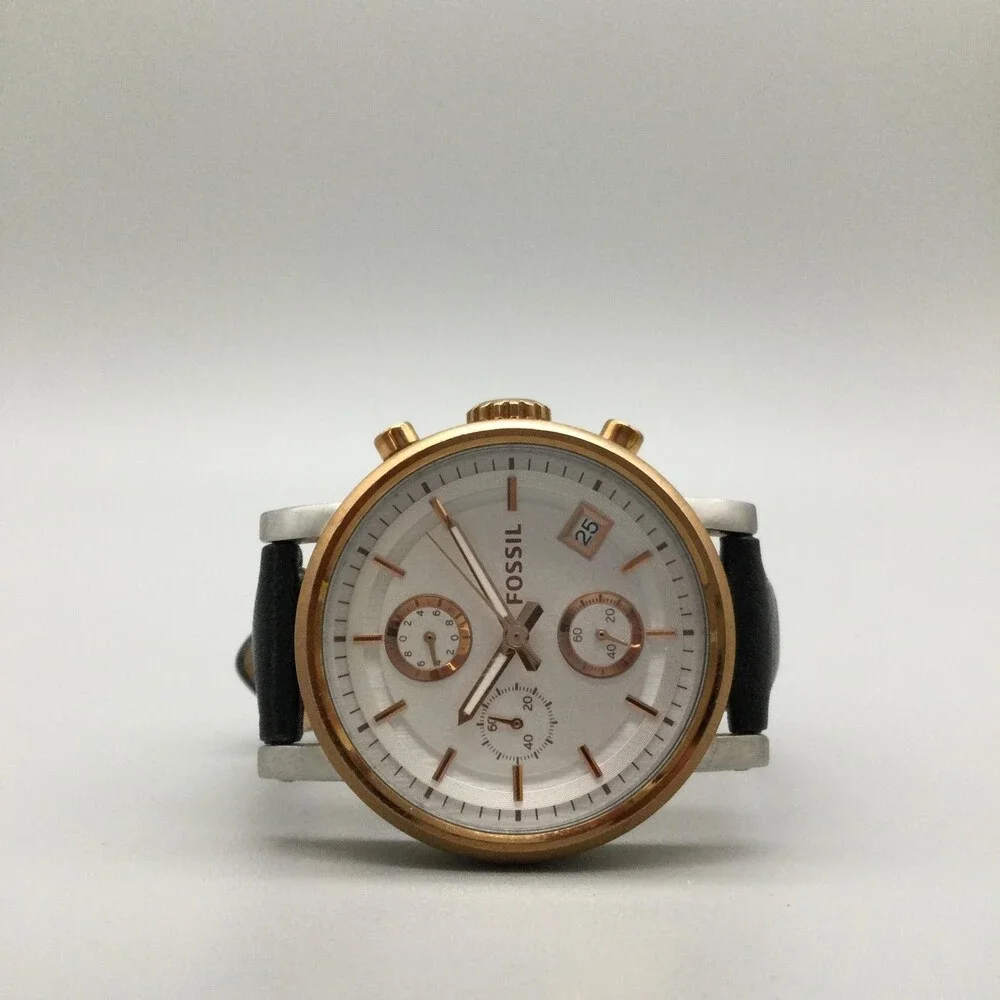 Fossil Boyfriend ES3837 Womens Watch 38mm Chronograph Two Tone New Battery